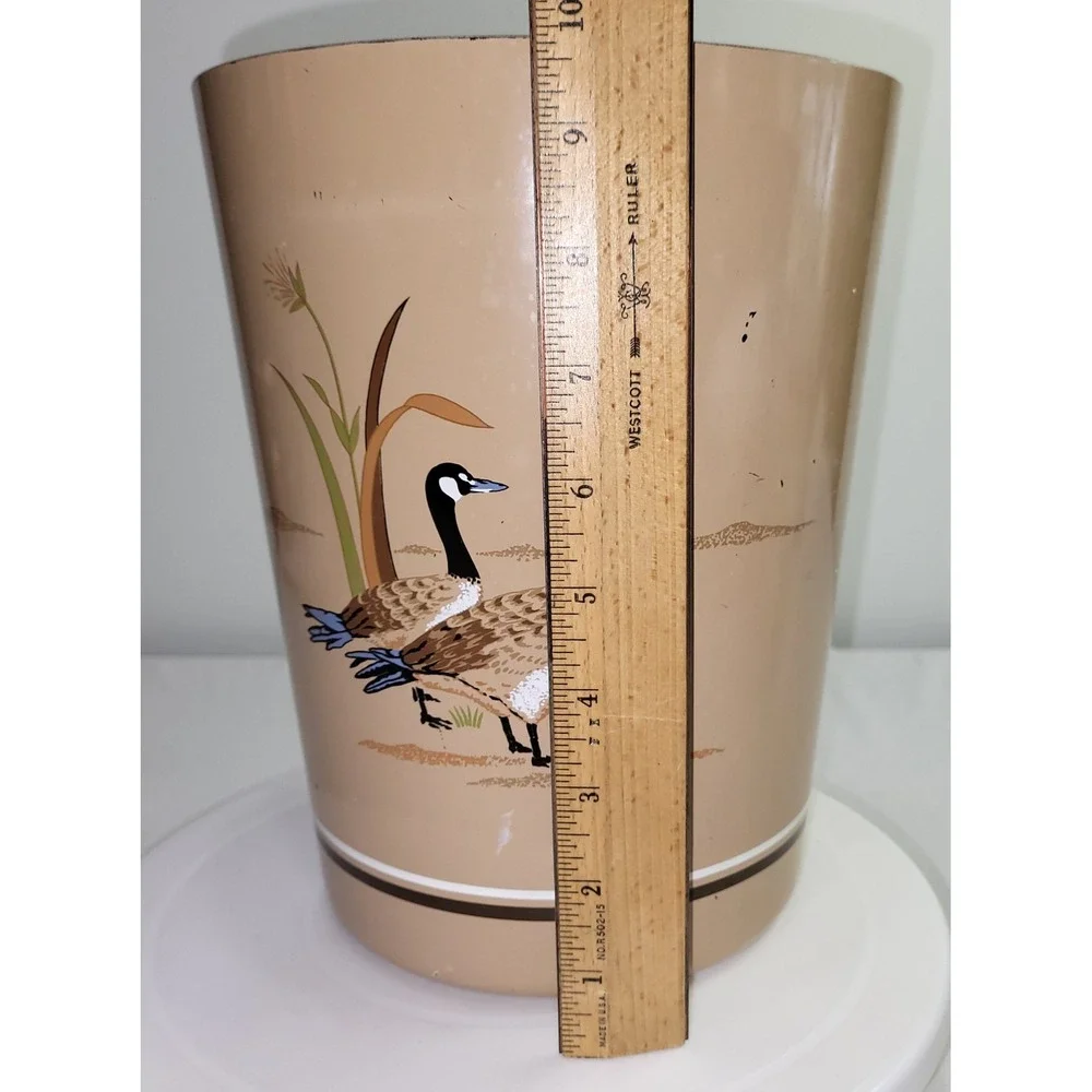 Vintage MCM Andre Richard Waste Basket Trash Can Geese Waterfowl Made In Japan
